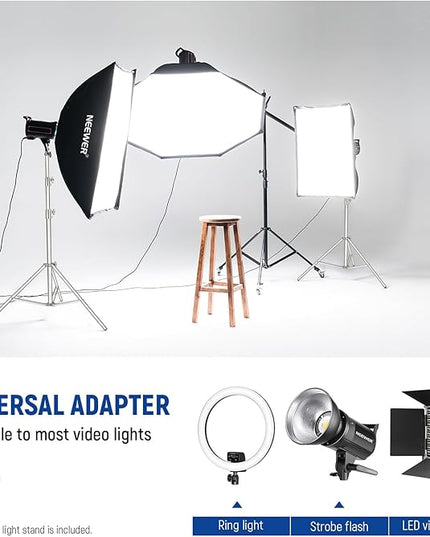 NEEWER 2Pcs 9.2ft Stainless Steel Light Stands, Spring Cushioned Heavy Duty Photography Tripod Stand with 1/4"-3/8" Adapter for Strobe Video Ring Light Monolight Softbox, 22lb Max Load, ST-280SS