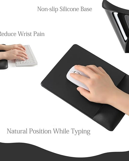 UnivoColors Design-Wave Set of Keyboad Wrist Rest & Mouce Pad,Artificial Sheepskin+Memory Foam+Ergonomic+Anti-Slip Gel, Resilience Support During Work and Gaming,Keyboard Accessory,Black