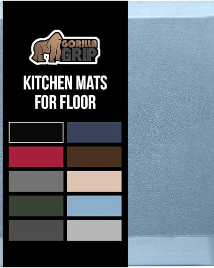 GORILLA GRIP Comfortable Cushioned Kitchen Mats for Floor, Waterproof and Stain Resistant Soft Top, 3/4 Inch Thick Ergonomic Standing Desk Anti Fatigue Mat, Foam Supports Ankles, Feet, 20x32, Sky Blue