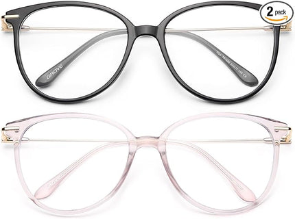 Gaoye Blue Light Blocking Glasses - Trending Round TR90 Frames, Metal Arms, UV400 Protection - Matching Soft Case