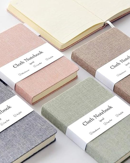 Linen Notebook, College Ruled, Hardcover, Lay Flat, B6, Small, 5x7, Thick, 100gsm, Pink, Journal for Writing