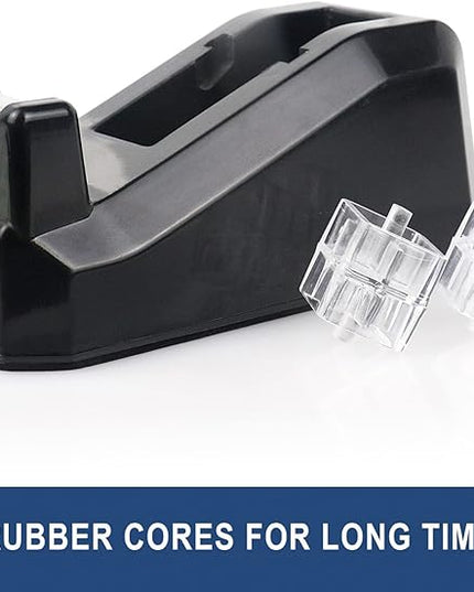 BOMEI PACK Tape Dispensers Desk, 1 Pack Black with 12Rolls Transparent Tape, 1 Inch Core, for Gift Wrapping, School, Office and Home