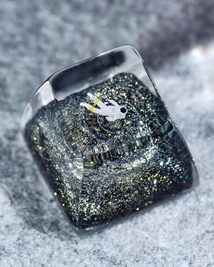 Gold Galaxy Astronaut Artisan Keycap R1 SA Profile Custom Astronauts Keycaps 1U ESC Space Explorer Handmade Gaming Resin Key Cap Cherry MX Switch Compatible Mechanical Keyboard Space Lover Gift