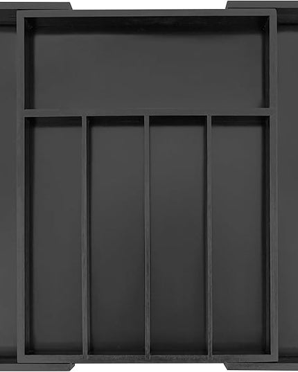 Utoplike Bamboo Silverware Drawer Organizer, Expandable Kitchen Utensils Drawer Organiser, Cutlery Tray Dividers, Flatware Caddy Drawer Insert, Office Supplies, Black 5-7 Slot