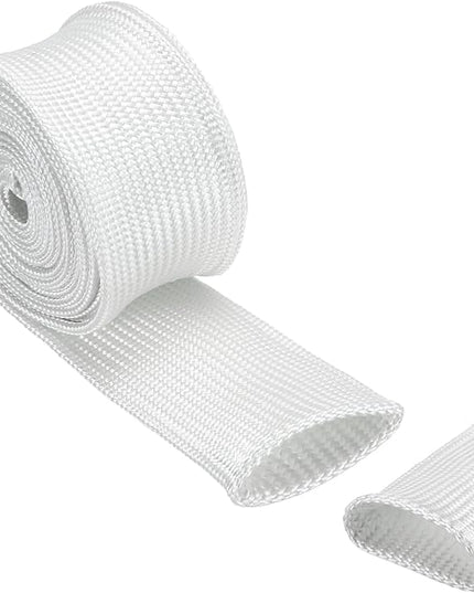 uxcell Insulation Cable Protector,30mm/1.18 Inch-2m/7 Feet High Temp Fiberglass Sleeve White