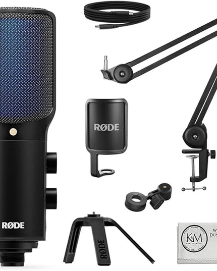 Rode NT-USB+ Professional USB Microphone with Microphone Arm & Cloth (3 Items)