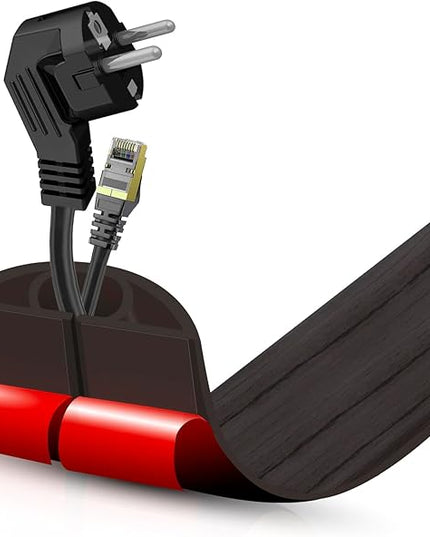 Floor Cord Cover Self Adhesive Cord Hider,3.3FT Cable Management, Extension Strip Protector for Wires, Prevent Cable Trips for Offices, Gyms, Exhibitions Cavity:0.51"(W) x 0.3"(H) Black Wood