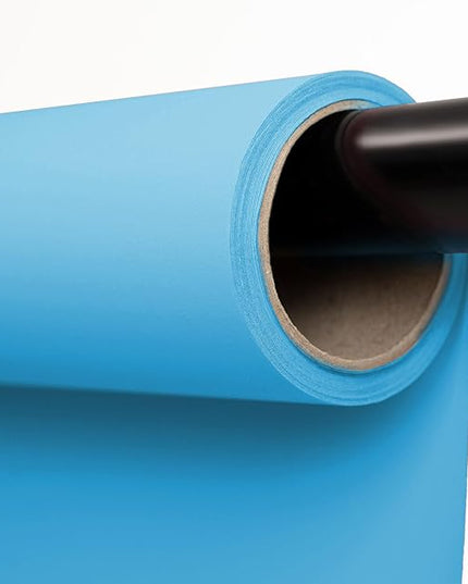Kate Seamless Paper Backdrop for Photography Solid Blue Backdrop Paper (53''x32.8' Lite Blue)