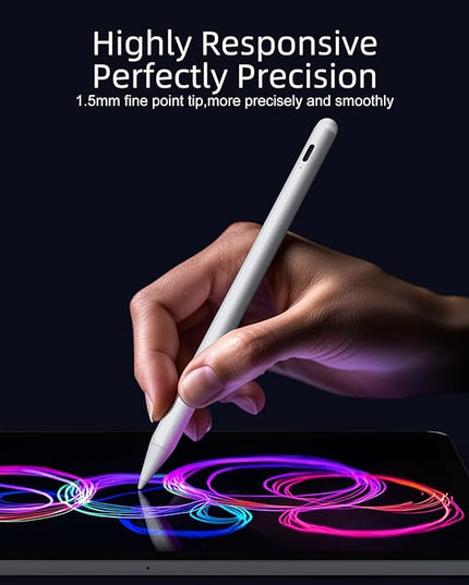 Stylus Pen for iPad 6th-11th Generation-2X Fast Charge Active Pencil Compatible with 2018-2025 Apple iPad Pro 11"/12.9"/M4, iPad Air 3/4/5/M2/M3,iPad mini 5/6 Gen-White