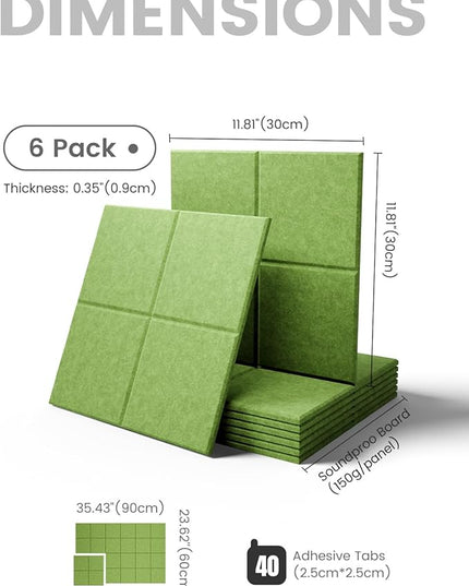 Fluxynara Large Felt Bulletin Board 36" x 24"Cork Board Alternative-6 Pack with 40 Safe Removable Adhesive Tabs, Cork Boards for Walls Cork Board for Home Office Classroom Pin Board-Kelly Green
