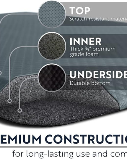 KANGAROO Thick Ergonomic Anti Fatigue Mats for Kitchen Floor, 48x20, Cushioned Standing Office Desk Mat, Waterproof Scratch Resistant Topside, Supportive All Day Comfort Padded Foam Rugs, Charcoal