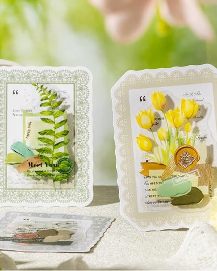 Dwpetzo 6 Assorted Watercolor Mixed Floral Leaf Collage Stickers for Journaling, 120Pcs Decorative Background PET Stickers for Scrapbooking, Junk Journal Supplies, Card Making