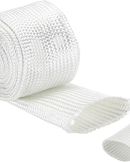 uxcell Insulation Cable Protector,28mm/1.10 Inch-2m/7 Feet High Temp Fiberglass Sleeve White