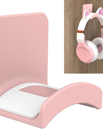 SOKUSIN Headphone Stand Headset Holder - Adhesive Gaming Earphones Hanger, Universal Desk Wall Mount Hook for All Headphone/Controller, Compatible with Beats, AirPods Max,Sony, JBL (Pink)
