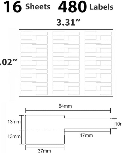 16 Sheet 480 Pcs Cable Labels - Colorful Waterproof Cord Tags for Electronics, Self-Adhesive, Tear Resistant Wire Labels