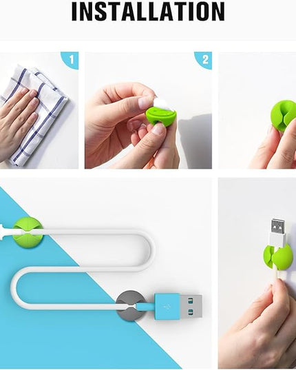 12 Pack Cable Clips, Znben Cable Holder for Desk Cord Organizer Adhesive Cord Management Charger Wire Holder Clips for Desk, Home, Office, Car, Cubicle, Nightstand Colorful