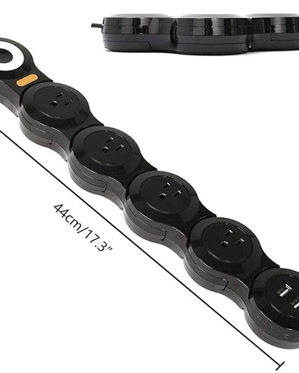 Deformation Power Cord for Large Plug Charger Socket -Flat Plug Power Strip with 2 USB Ports and 4 Multi Outlets, with 6.5FT Extension Cord