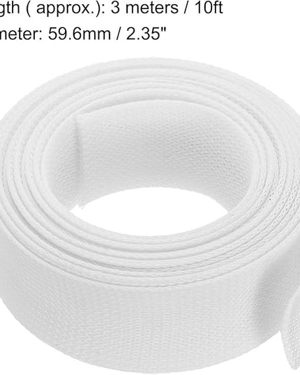 uxcell Expandable Sleeving,2 3/8-inch 10ft Cable Sleeve, White