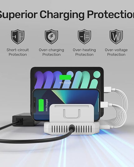 iPad Charging Station, Unitek 96W 10-Port USB Charging Dock Hub with Quick Charge 3.0, Charging Stand Compatible Multiple Device, Charging 8 iPads Simultaneously - [Upgraded Divider]