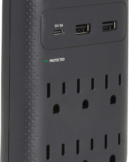 Eaton Tripp Lite SK60CB Wall Surge Protector Power Strip & USB Wall Charger, 6-Outlet Extender, 1 USB-C + 2 USB Ports, 1080 Joules, Multi-Plug Outlet Splitter, Black, Lifetime Manufacturer's Warranty