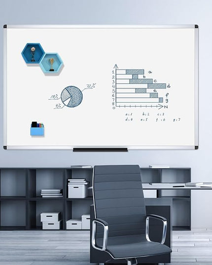 VIZ-PRO Dry Erase Board/Magnetic Whiteboard, 60 x 48 Inches, Large Wall Mounted Board for School Office and Home 5' x 4'