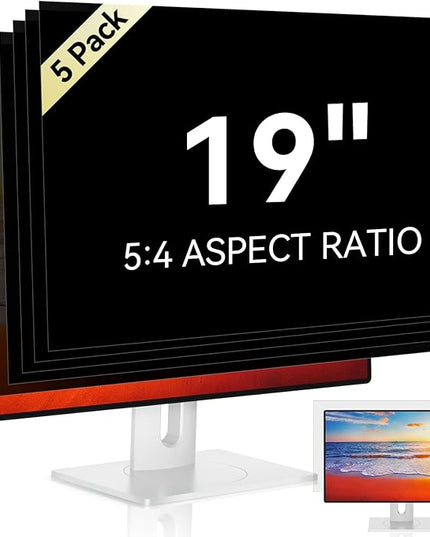 [5-Pack] 19 Inch Computer Privacy Screen for 5:4 Widescreen Monitor, Anti Glare Anti-UV Eye Protection Desktop PC LED Monitor Filter, Removable Anti-Scratch Screen Film 19in