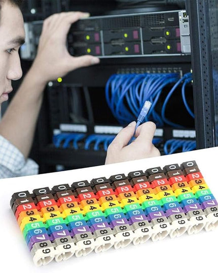 Fafeicy Wire Markers, 100 PCS KCM-6MM 6 Square, Plastic Wire Number Labels for Marking Color Coded Cables