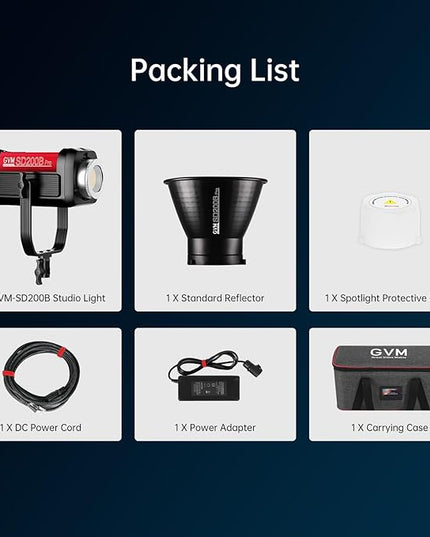 GVM Great Video Maker 200W Video Light Kit, LED Video Light Studio, Bluetooth Mesh Network/DMX Control, 45400lux/1m Continuous Lighting, 12 Lighting Effects, 2700K-6800K