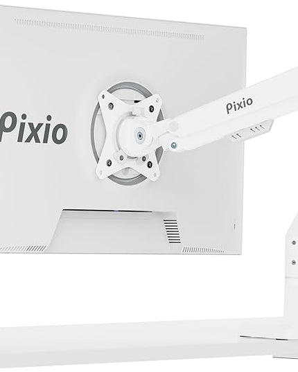Pixio PS1S Wave White Single Monitor Arm Stand Desk Mount - Fits up to 32 inches Monitors and up to 19.8lbs. VESA Compatibility and Integrated Cable Management