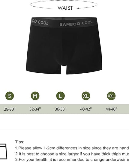 BAMBOO COOL Men's Ultra Breathable Underwear,No Riding Up Boxer Briefs with ComfortFlexible Waistband,Multipack