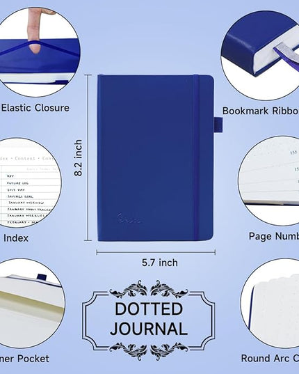 feela Dotted Journal Kit, Dot Grid Journal Hardcover Planner Notebook Set For Beginners Women Girls Note Taking with Journaling Supplies Stencils Stickers Pens Accessories, A5, 224 Pages, Navy