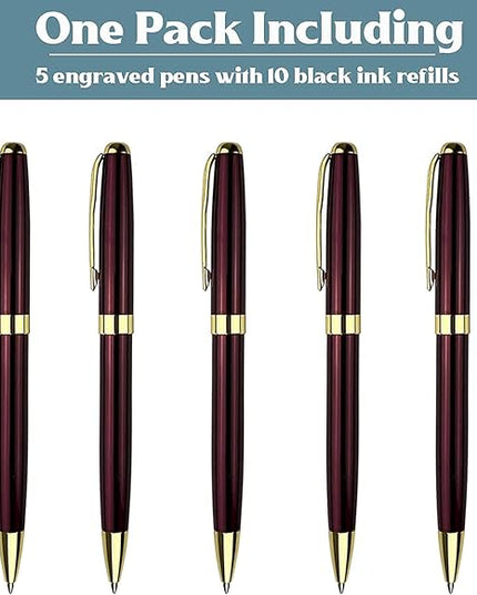 Ancolo Personalized Office Gift Pens Writing Set-Stainless Steel Fancy pens Custom with Your Name or Message, Perfect for Coworker/Friends/Manager/Lawyer/Professor 5PCS/Pack