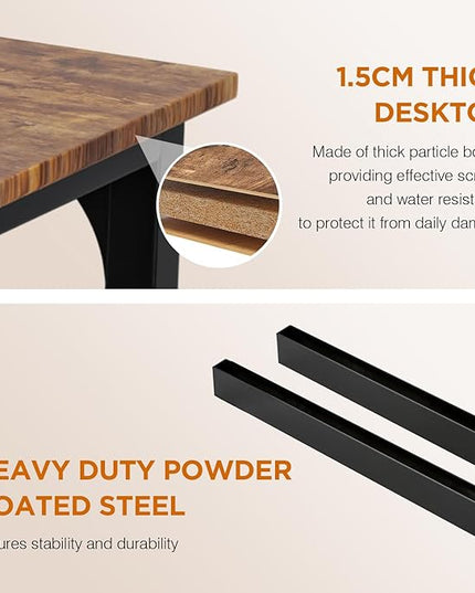 PayLessHere | 32 Inch Computer Desk | Brown | Office Desk with Metal Frame, Adjustable Feet | Water-Resistant, Scratchproof Surface | Sturdy Writing Table for Home Office or Study | Pack of 1