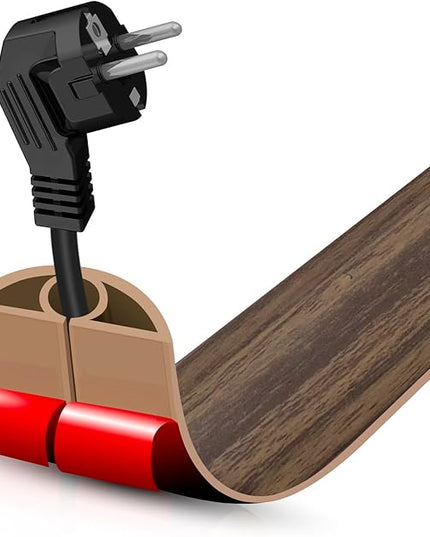 Floor Cord Cover Self Adhesive Cord Hider,3.3FT Cable Management, Extension Strip Protector for Wires, Prevent Cable Trips for Offices, Gyms, Exhibitions Cavity:0.3"(W) x 0.28"(H) Wood Walnut