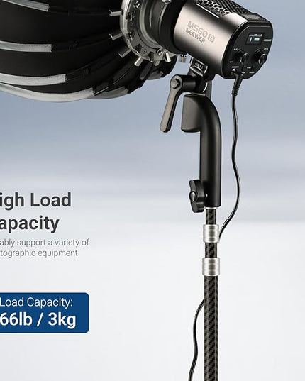 NEEWER Carbon Fiber Tripod Stand w Reversible Legs, 35"-102" Portable Lightweight Photography Light Stand for Strobe Softbox Ring Light Action Cam DSLR Streaming Recording, 6.6lb/3kg Max Load, ST260C