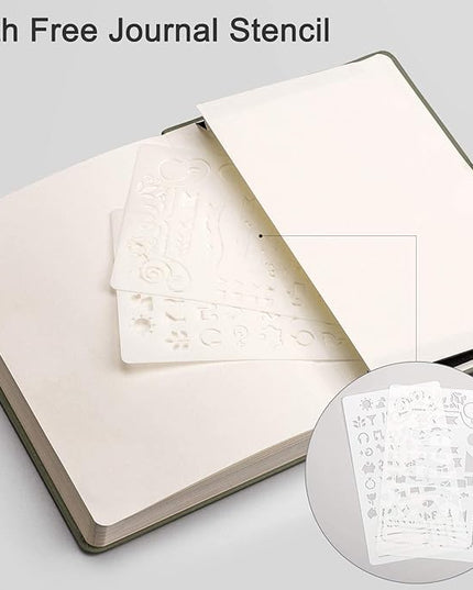 EMSHOI Dotted Notebook - 256 Pages A5 Dotted Grid Journal Notebook,120gsm Thick Paper,16 Perforated Pages, Smooth PU Leather, Inner Pocket,5.75'' × 8.38''-Green
