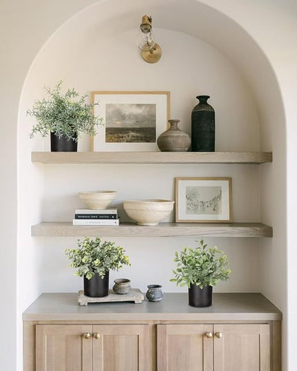 3 Pack Small Fake Plants for Shelf Decor Accents with Plastic Black Pot Artificial Potted Plants for Rustic Farmhouse Decor Faux Plants Indoor Fake Potted Plants Artificial for Home Office Decor