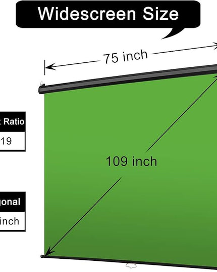 EMART 75 x 79in Retractable Green Screen, Chroma Key Panel Pull Down Auto-Locking and Self-Rewinding, Collapsible Wrinkle-Resistant Chromakey Backdrop for Zoom, Streaming, Photographic Studio