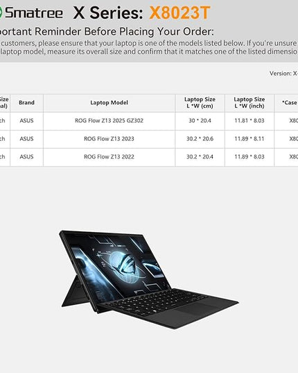 Smatree Hard EVA Protective Sleeve Case Compatible for 13.4 inch ASUS ROG Flow Z13 2025 GZ302/2023 GZ301/2022 Laptop, Anti-Shock and Waterproof Notebook Bag (X8023T)