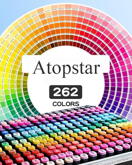 262 Colors Alcohol Markers for Artist Drawing - Dual Tip Art Markers for Adult Coloring Painting Supplies (262 Black Shell)