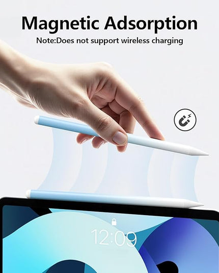 Stylus Pen for iPad 6th-11th Generation-2X Fast Charge Active Pencil Compatible with 2018-2025 Apple iPad Pro 11"/12.9"/M4, iPad Air 3/4/5/M2/M3,iPad mini 5/6 Gen-White Blue