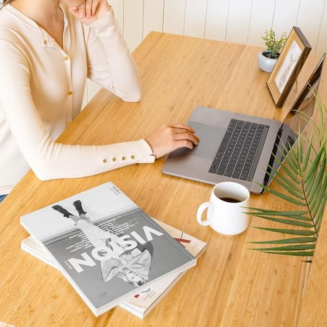 FLEXISPOT Bamboo Electric Standing Desk with Elegant Oval Legs, 55"x28" Height Adjustable Desk for Home Office & Living Spaces, White Frame