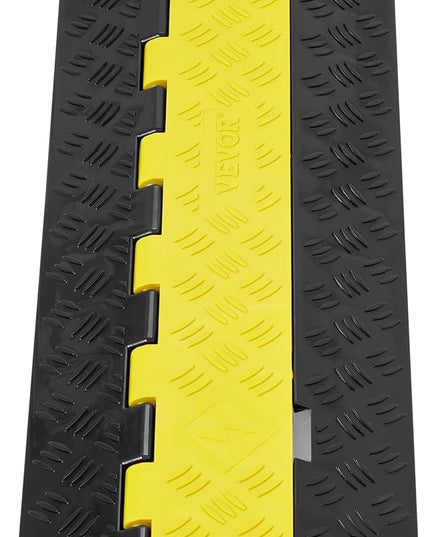 VEVOR 5 PCs TPU Cable Protector Ramp - Heavy Duty 2-Channel Speed Bumps for Road, Odor-Free Eco-Friendly TPU with TPR Cover, for Driveway, Hose, Floor Cord Cover, 22,000 lbs/Axle Capacity