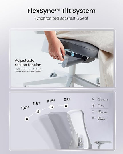 ProtoArc Ergonomic Office Chair - Flexer Pro Mesh Desk Chair with Lumbar Support, Slide Seat & 4D Armrests, Breathable Mesh from Wintex, Tilt Lock, Metal Base | for Home & Computer Work - White