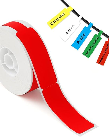 NIIMBOT Red Cable Labels for D11/D110/D101 Label Maker, 0.49'' x 4.29''(12.5mm x 109mm), Thermal Label Tape for Home Office Labeling Tape Replacement