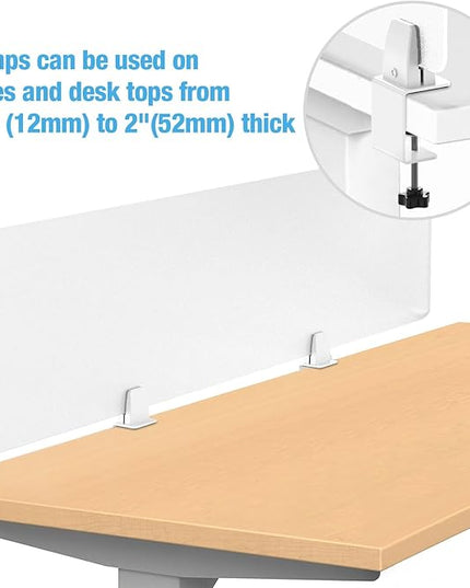 Desk Divider 4 Pcs Desk Privacy Panel 47.2''L x 15.8W'' Office Partitions Frosted Acrylic Panel Pack of 4 Desk Divider Partition with Adjustable Universal Base