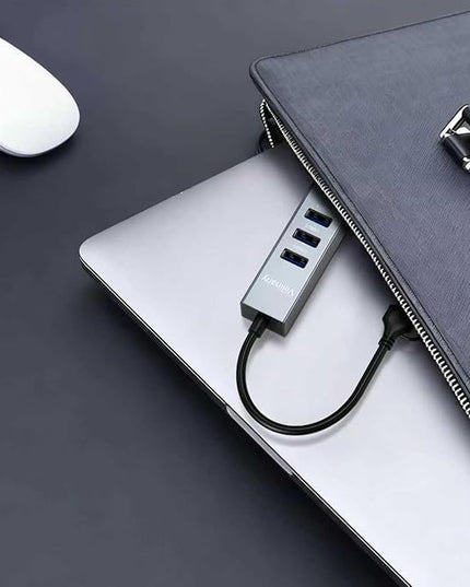 USB C to Ethernet Adapter, 4-in-1 USB C Hub with Gigabit LAN Port and 3 USB 3.0 Ports, Compatible with MacOS, Windows Linux Laptops, Driver-Free Setup, Portable RJ45 Dongle for Laptop