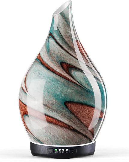Porseme 280ml Essential Oil Diffuser Glass Color Changing Aroma Air Diffusers Aromatherapy Ultrasonic Cool Mist Humidifier 7 Running Hours Waterless Auto-Off for Sleeping, Yoga, Spa (Teal Green)