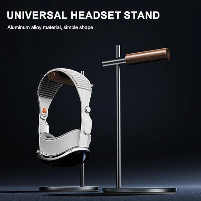 Oak Headphone Stand, Wood Headset Stand for Desk, Universal Holder for Airpods max, Bose, Beats, Gaming, Apple Vision Pro, VR Display Stand (Gray)