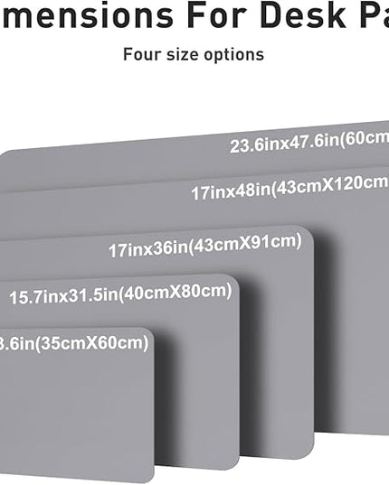 Aothia Faux Leather Desk Mat – Large Mouse Pad, Non-Slip PU Leather Blotter, Waterproof Writing Surface for Office and Home (Light Grey, 47.2" x 23.6")